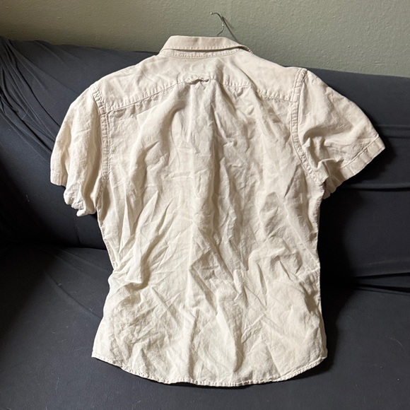 Banana Republic Men's linen Beige Short Sleeve Shirt Large - Picture 4 of 4